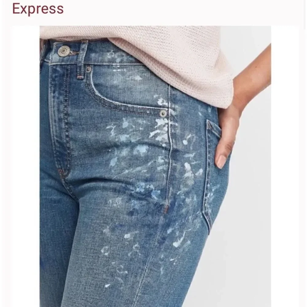 New Express Paint Splatter Super High Rise 12” Mom Jeans Size 8 - Picture 4 of 14